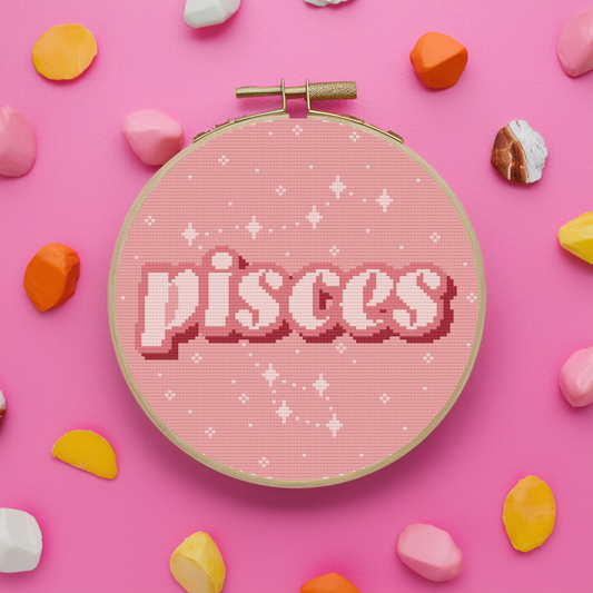 Pisces Cross Stitch Pattern, zodiac signs cross stitch pattern