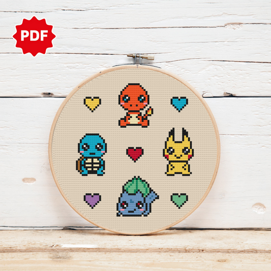 Pokemon Cross Stitch Pattern, Pikachu Cross Stitch, Small Cross Stitch