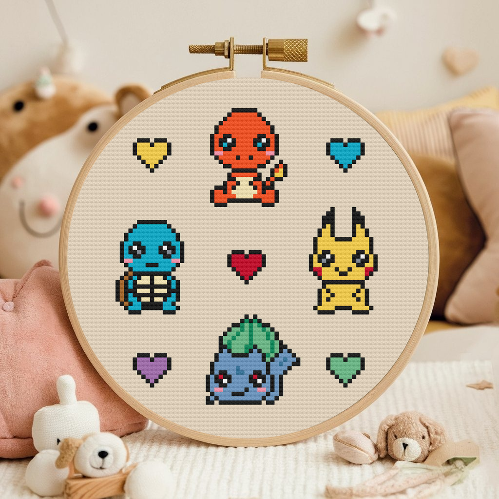 Pikachu Cross Stitch Pattern, Small Pokemon Cross Stitch Pattern