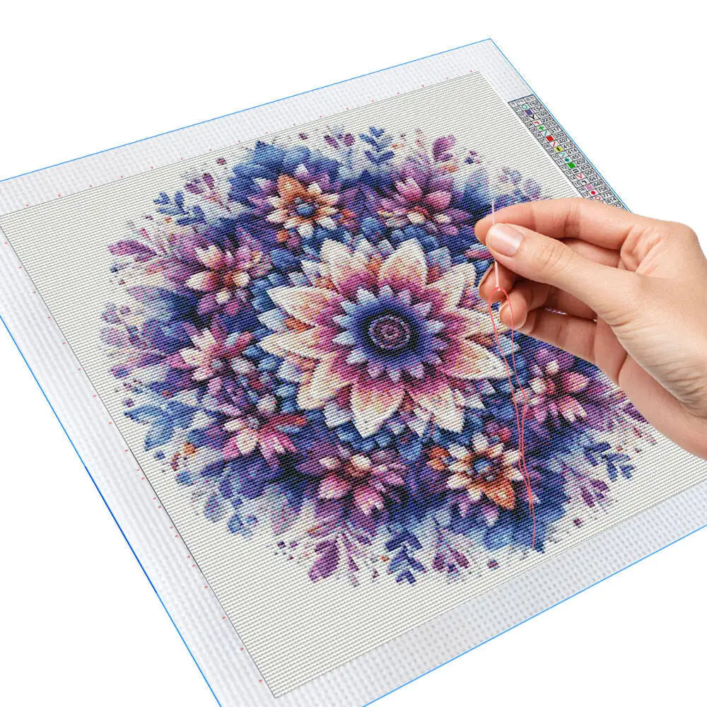 Printed Cross Stitch Kit Mandala