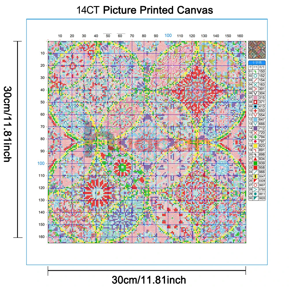 Printed Mandala Cross Stitch Kit For Beginner