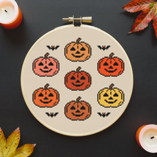 Pumpkin Cross Stitch, Halloween Cross Stitch, Jack O Lantern Cross Stitch