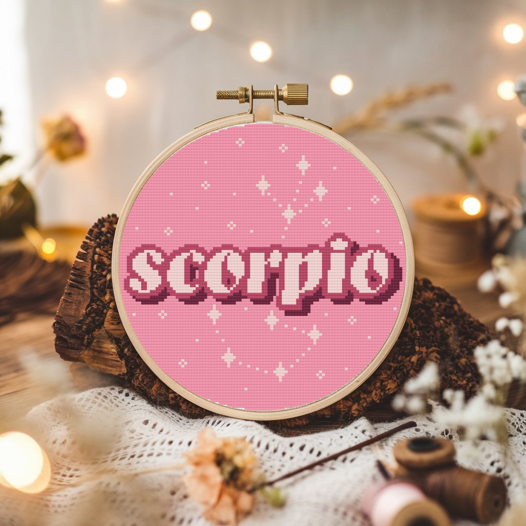 Scorpio Cross Stitch Pattern, Zodiac Sign Cross Stitch Pattern