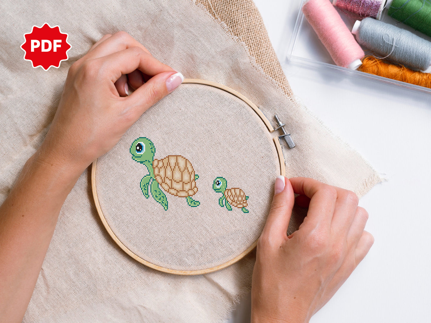 Ocean Cross Stitch Pattern, Turtle Cross Stitch