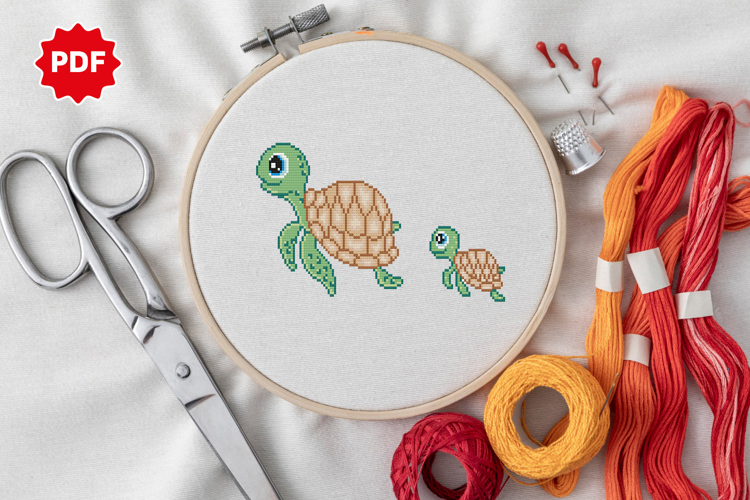 Sea Turtle Counted Cross Stitch Pattern