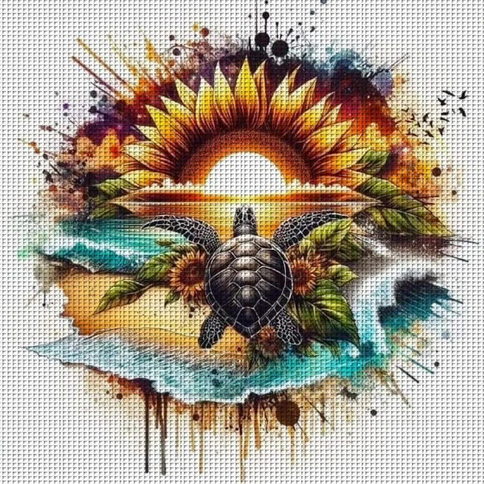 Sea Turtle Cross Stitch Kit for Beginners