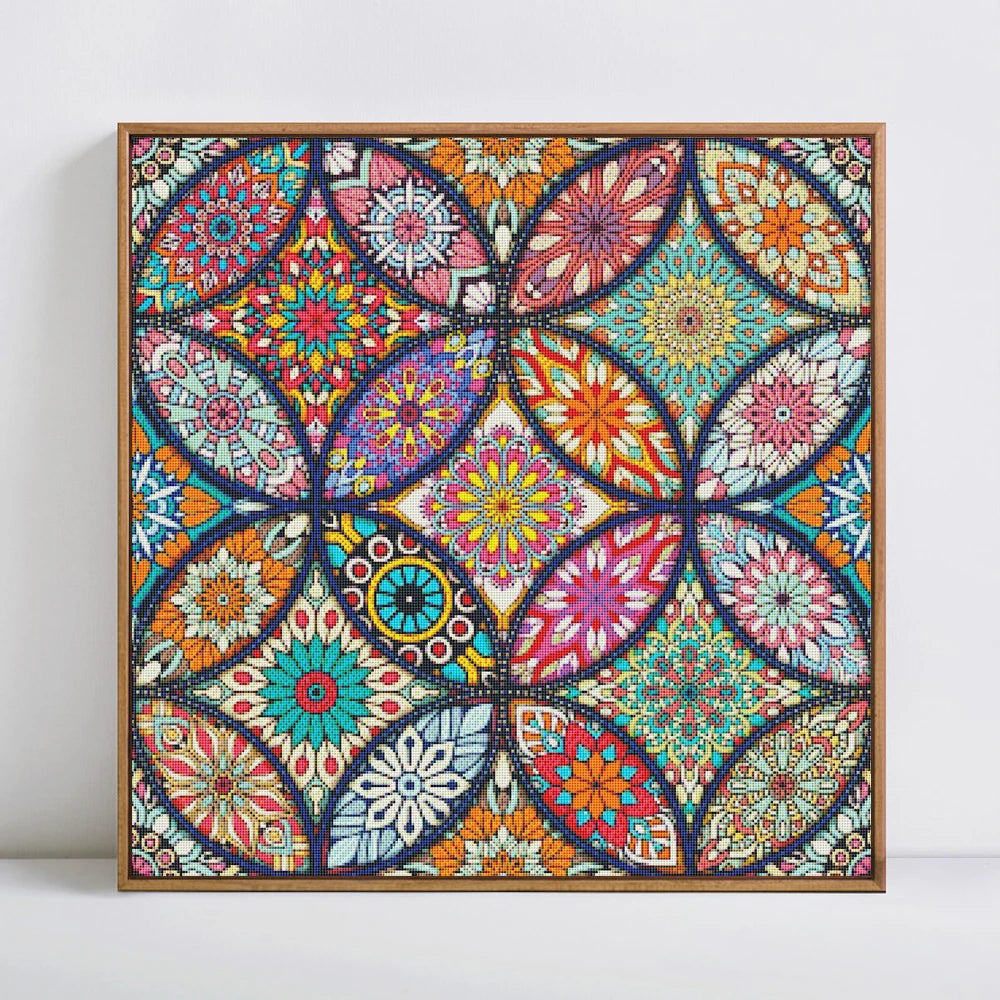 Simple Flower Mandala Printed Cross Stitch Kit