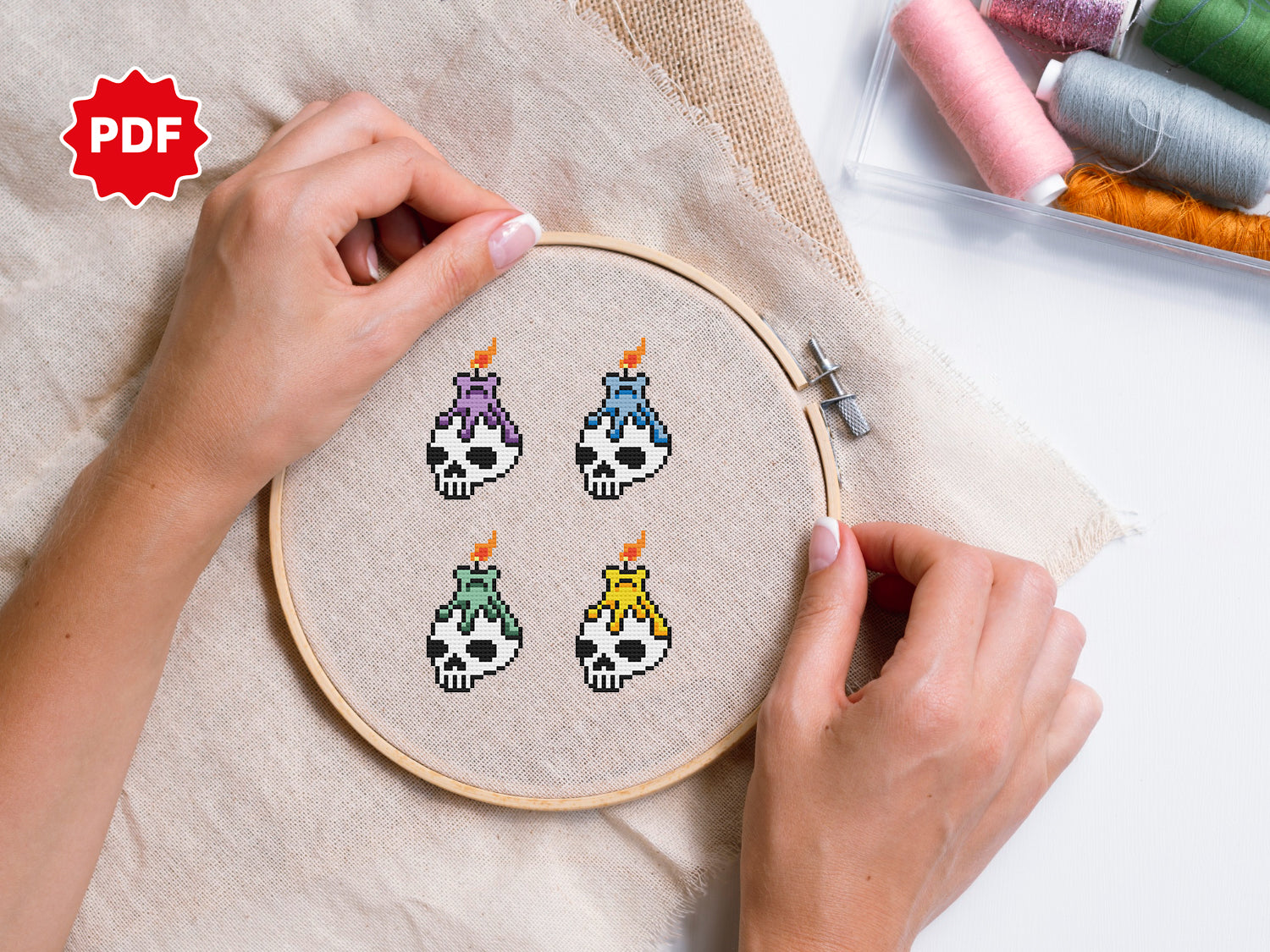 Skulls Cross Stitch Pattern PDF