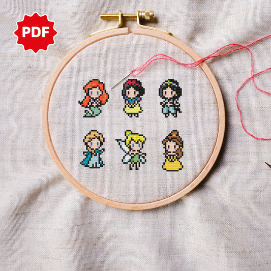 Tiny Disney Princess Cross Stitch Pattern /  Little Mermaid Cross Stitch
