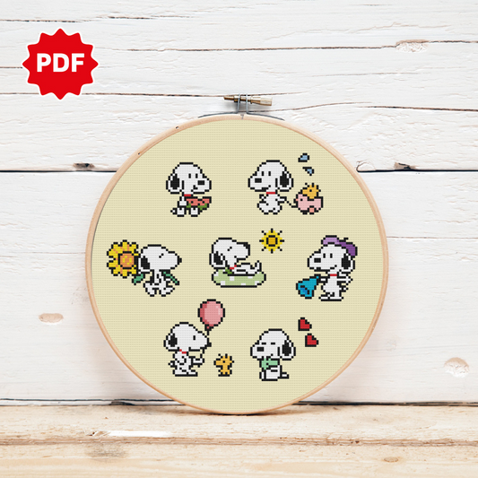 Snoopy Cross Stitch Pattern, Tiny Cross Stitch Pattern