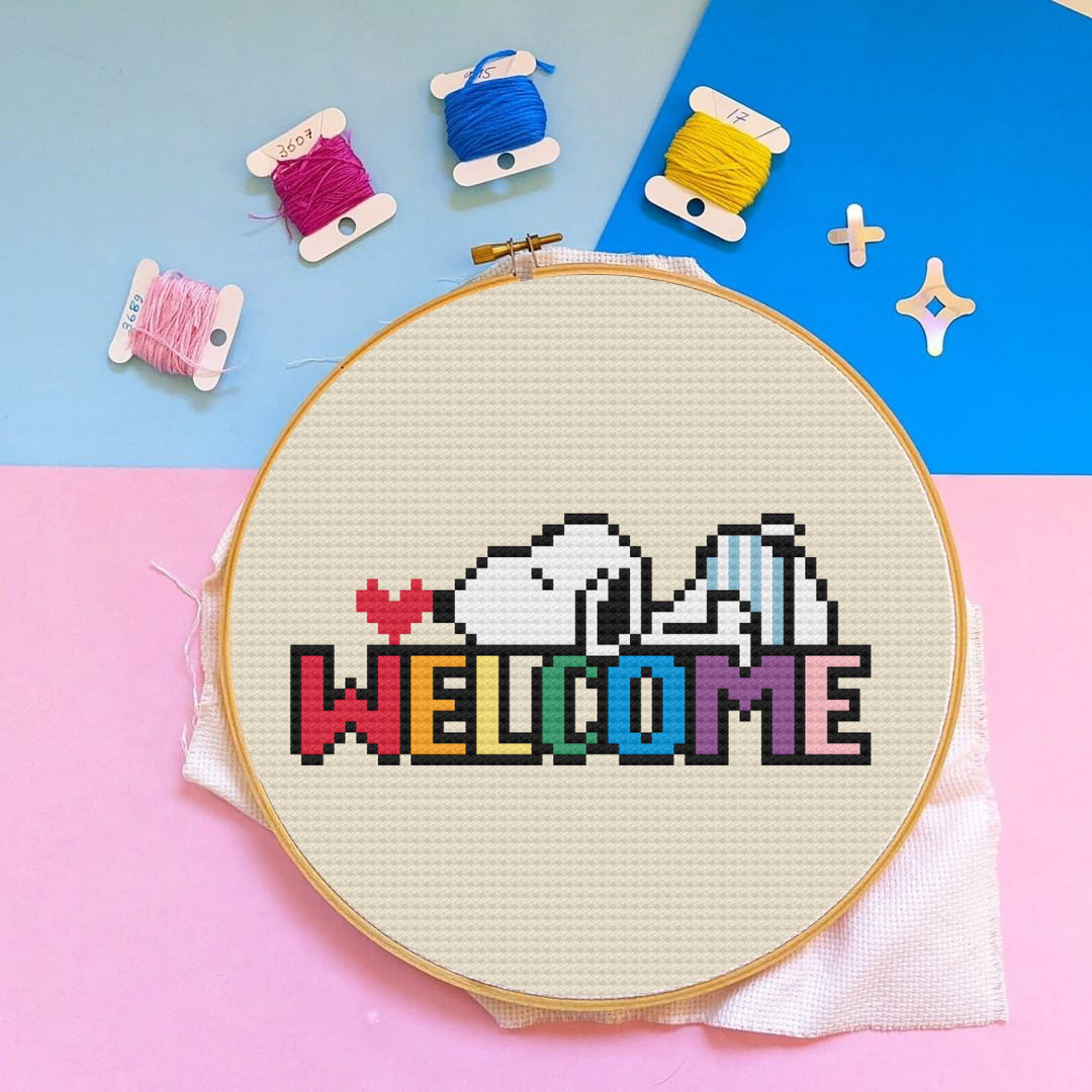 Welcome SNoopy Cross Stitch Pattern