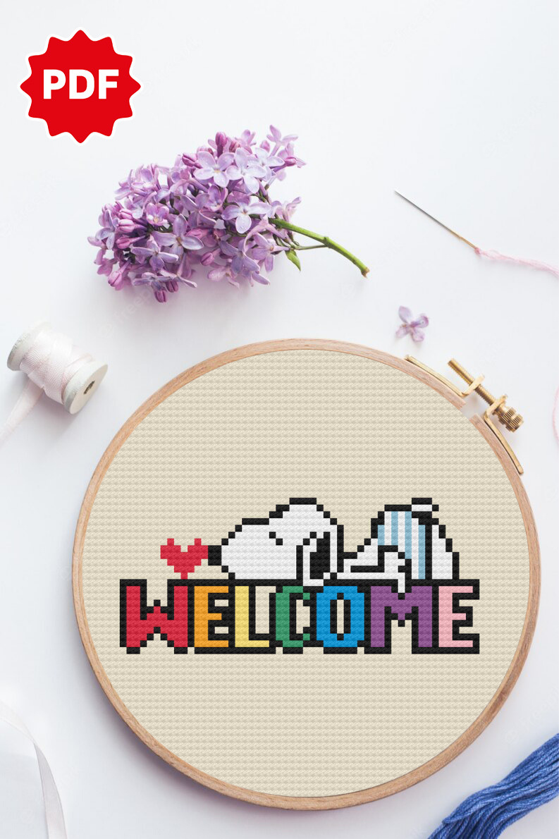 Cute Snoopy Counted Cross Stitch Pattern