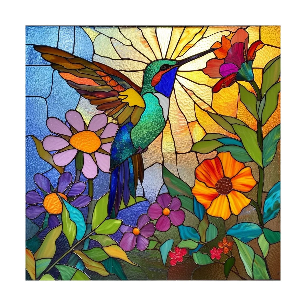Stained Glass Hummingbird Cross Stitch Kit