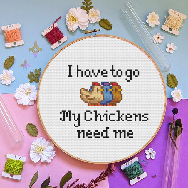 Chicken Cross Stitch Pattern, Funny Stardew Valley Cross Stitch Pattern