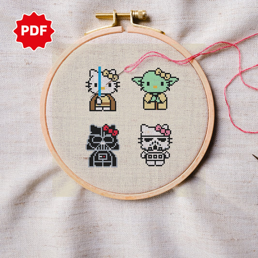 Hello Kitty Cross Stitch Pattern, Star Wars Cross Stitch Pattern 