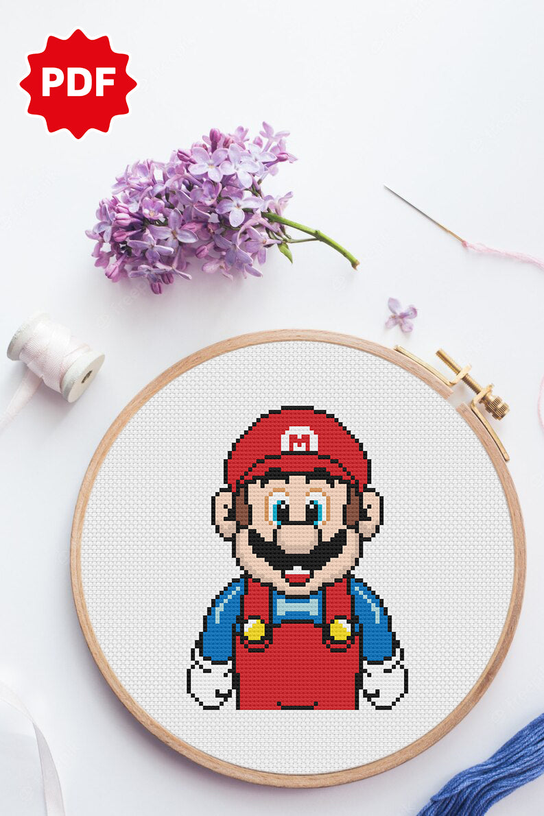 Mario Cross Stitch Pattern, Easy Cross Stitch Pattern 