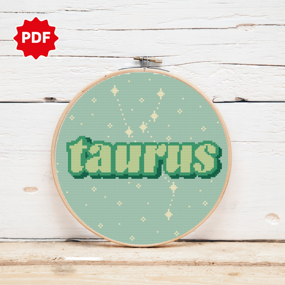 Zodiac Sign Cross Stitch Pattern, Taurus Cross Stitch Pattern