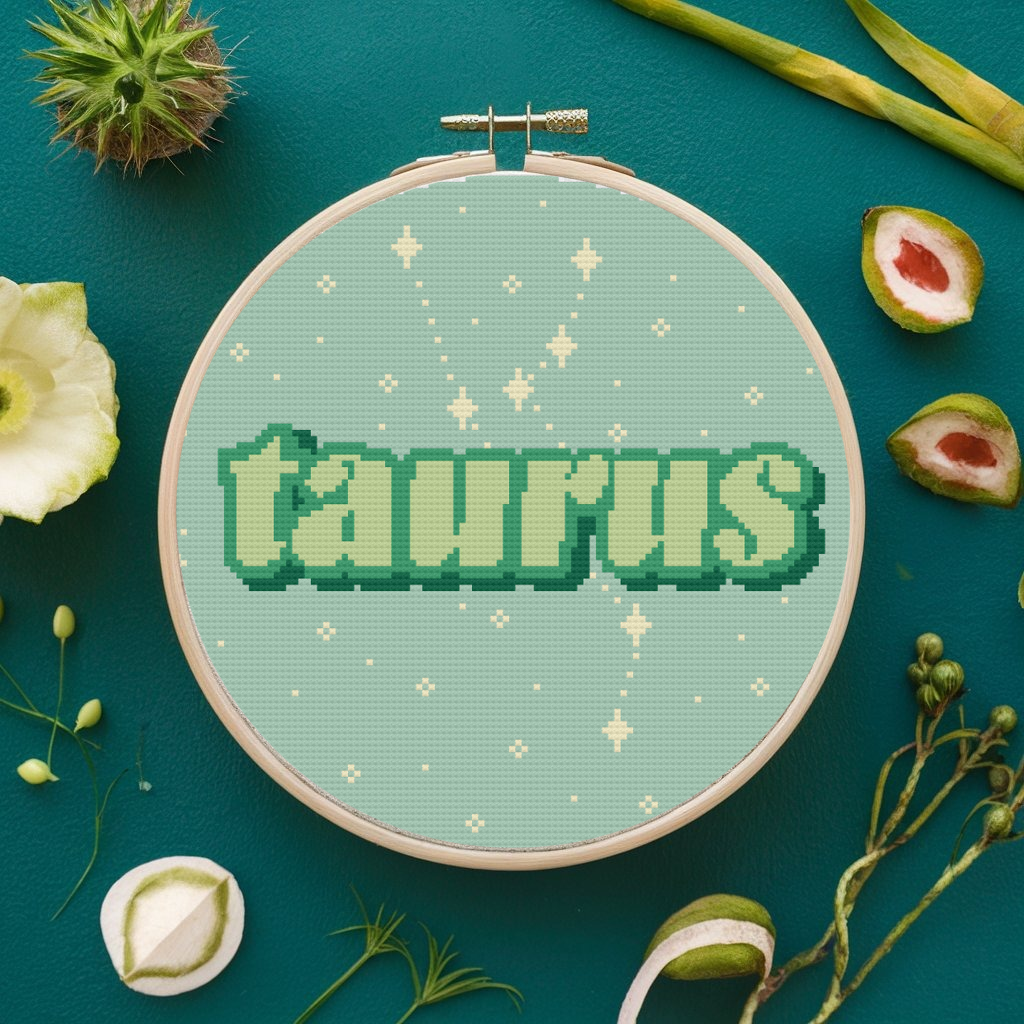 Taurus Cross Stitch Pattern, Zodiac Signs Cross Stitch Pattern