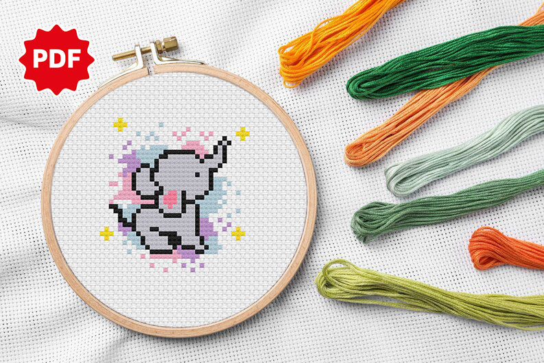 Elephant Cross Stitch Pattern 