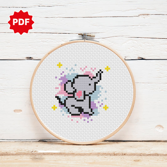 Tiny Elephant Cross Stitch Pattern 