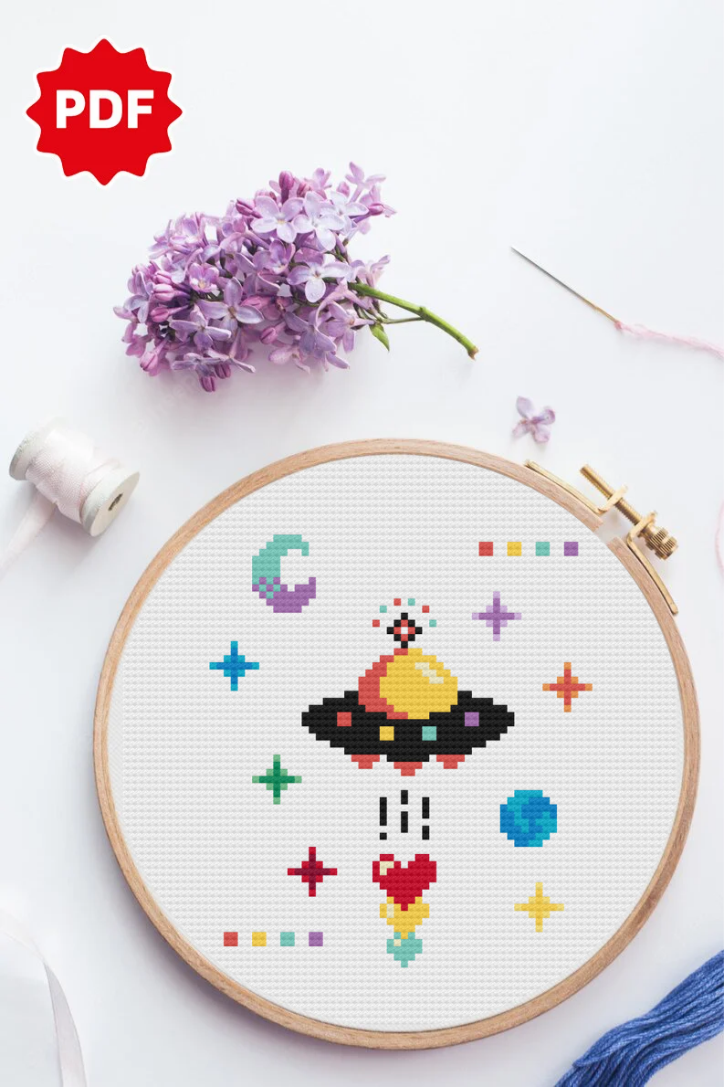 Space Cross Stitch, Ufo Cross Stitch