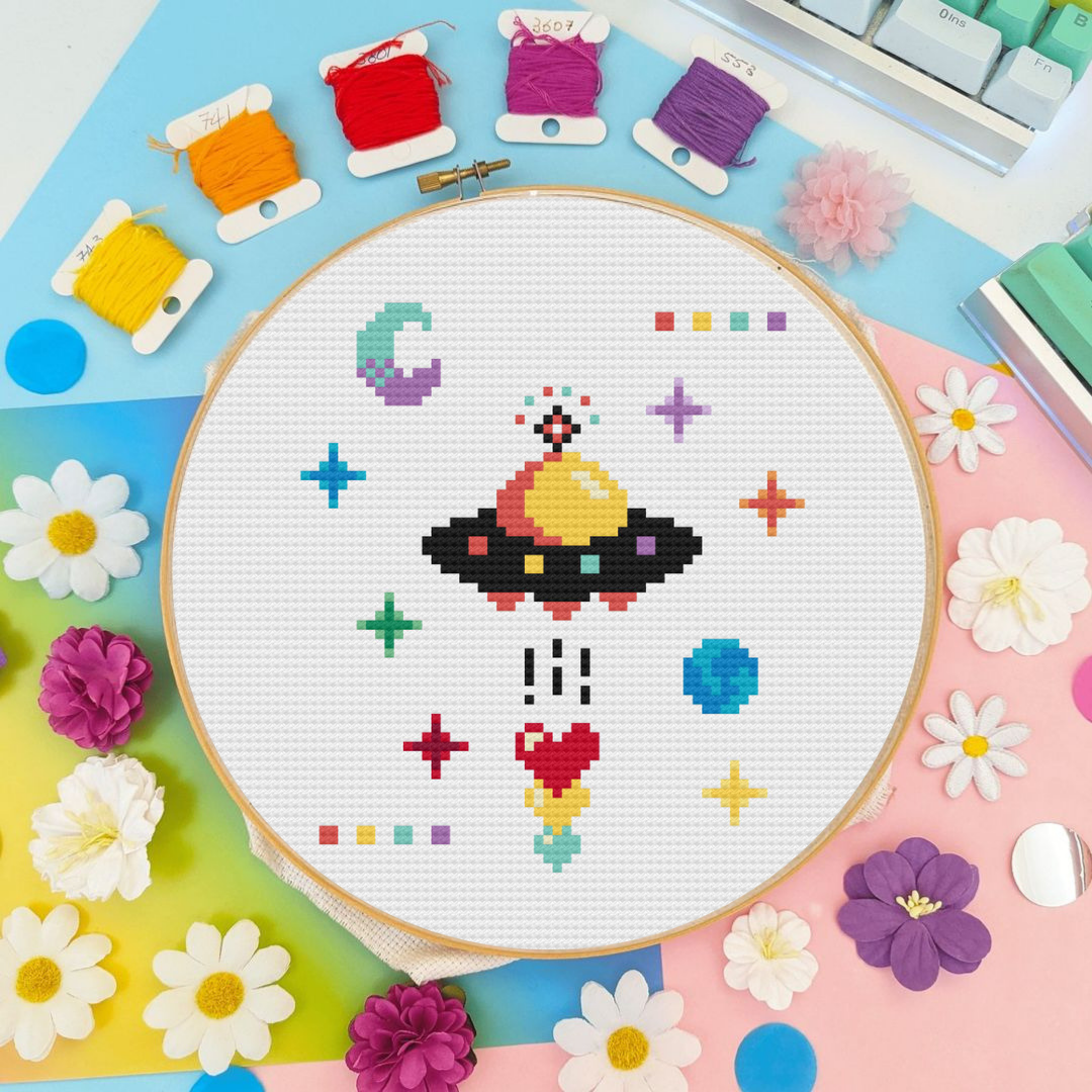 Ufo counted Cross Stitch Pattern