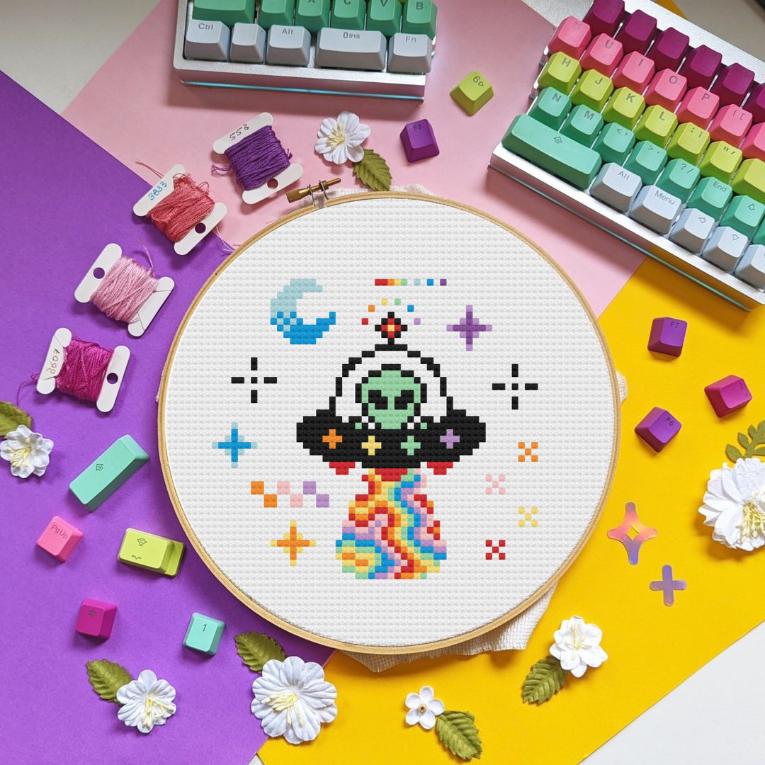 Alien Cross Stitch Pattern, Ufo Cross Stitch Pattern