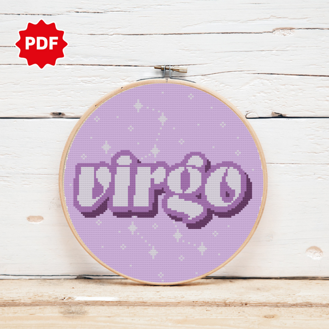 Zodiac Sign Cross Stitch Pattern, Virgo Cross Stitch Pattern