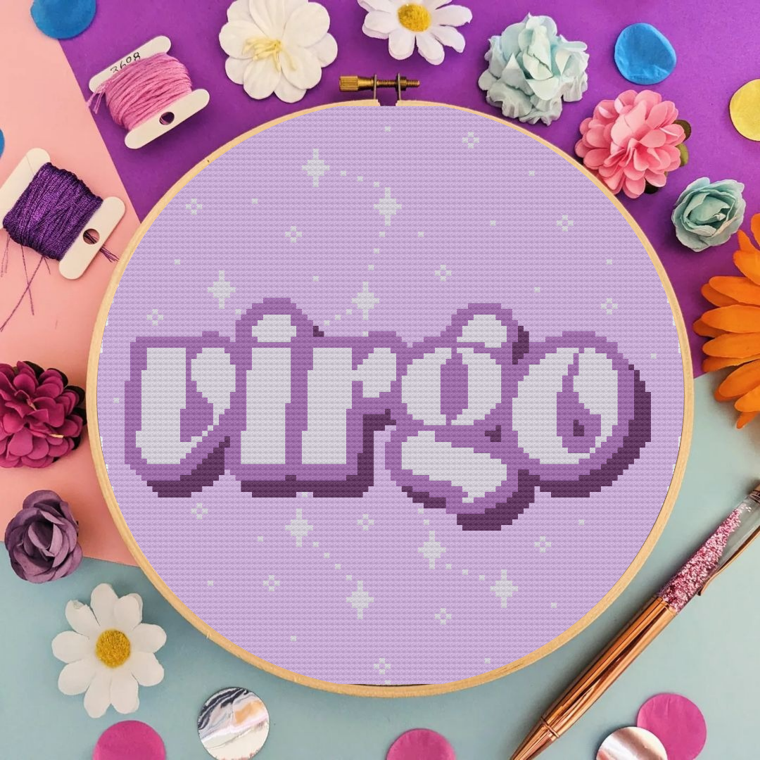 Virgo Cross Stitch Pattern, Zodiac Sign Cross Stitch Pattern