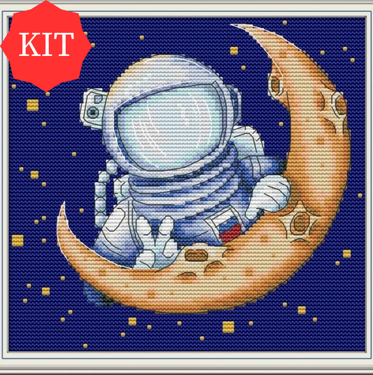 Astronaut Printed Cross Stitch Kit