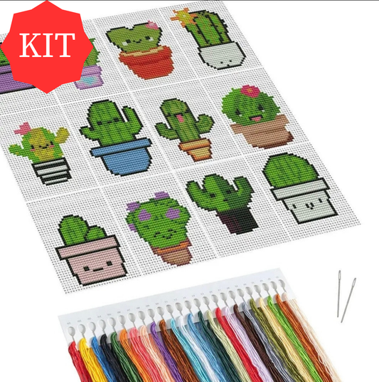 Cactus Mini Cross Stitch Kit | Mini Printed Cross Stitch Kit