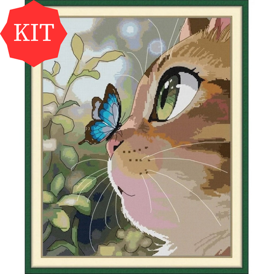 Cat Anime Cross Stitch Kit | Anime Printed Cross Stitch Kit