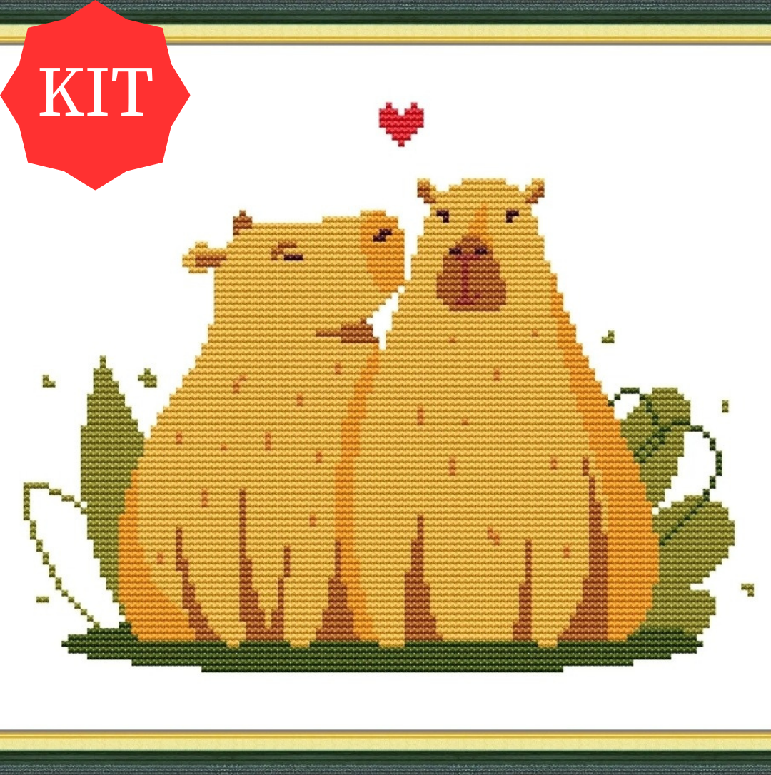 Capybara Cross Stitch Kit | Printed Cross Stitch Kit