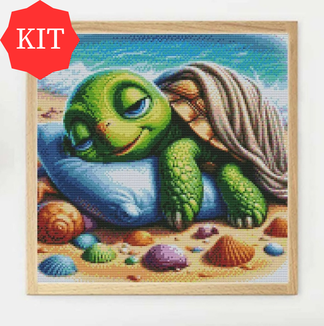 Turtle Cross Stitch Kit | Sea Turle Printed Cross Stitch Kit